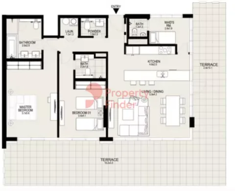 Floor plan, 2 Beds, 2,147 sq ft