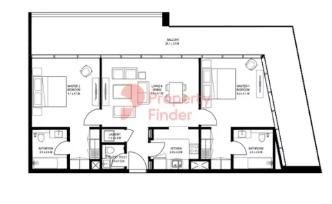 Floor plan, 2 Beds, 1,609 sq ft