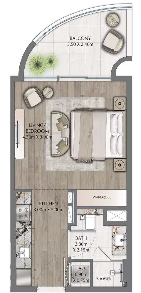 Floor plan, Studio, 470 sq ft