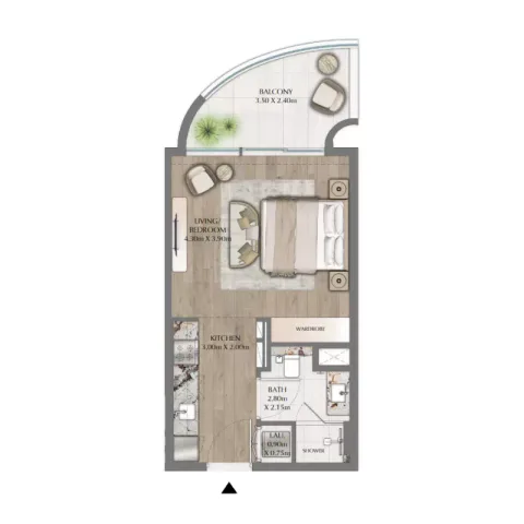 Floor plan, Studio, 470 sq ft