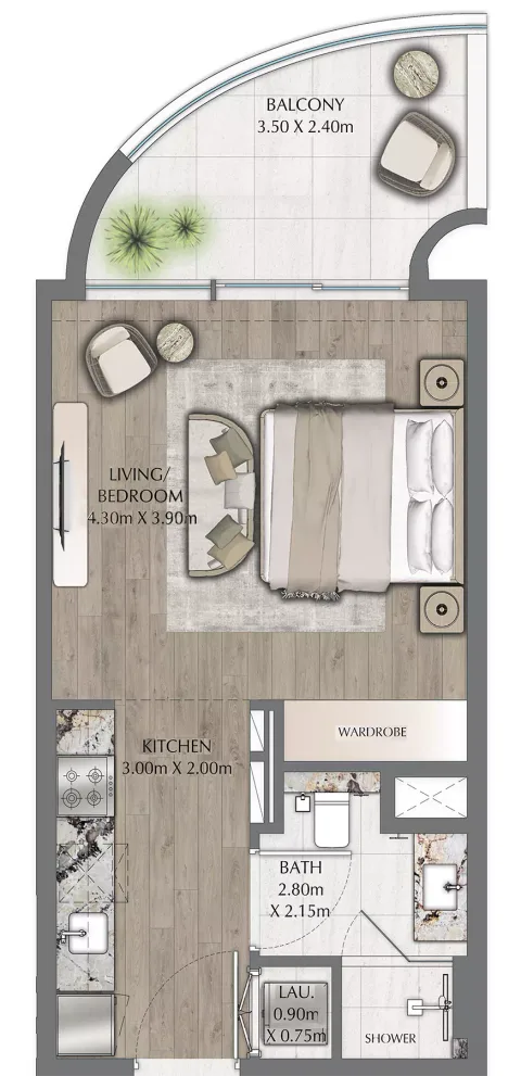 Floor plan, Studio, 469 sq ft