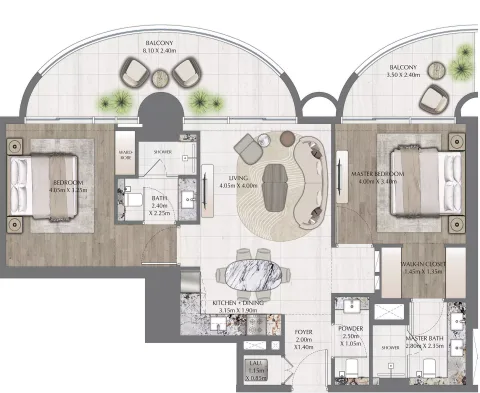 Floor plan, 2 Beds, 1,219 sq ft