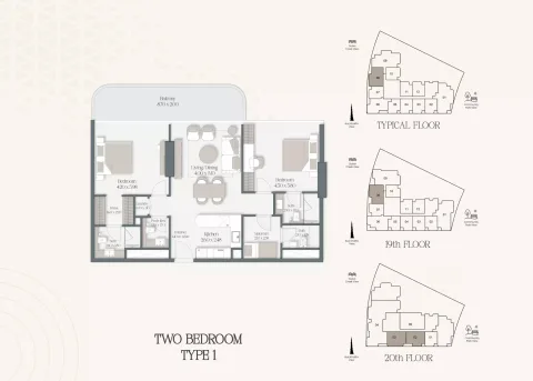 Floor plan, 2 Beds, 1,237 sq ft