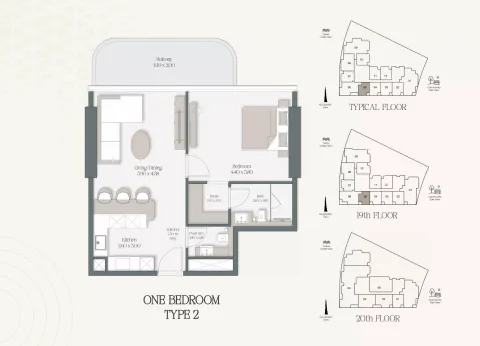 Floor plan, 1 Bed, 783 sq ft