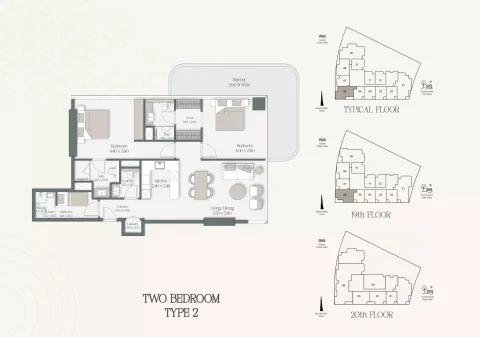 Floor plan, 2 Beds, 1,359 sq ft