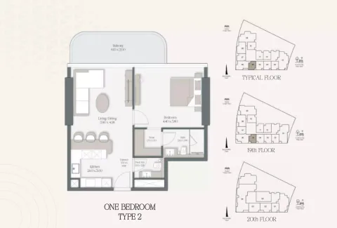 Floor plan, 1 Bed, 797 sq ft