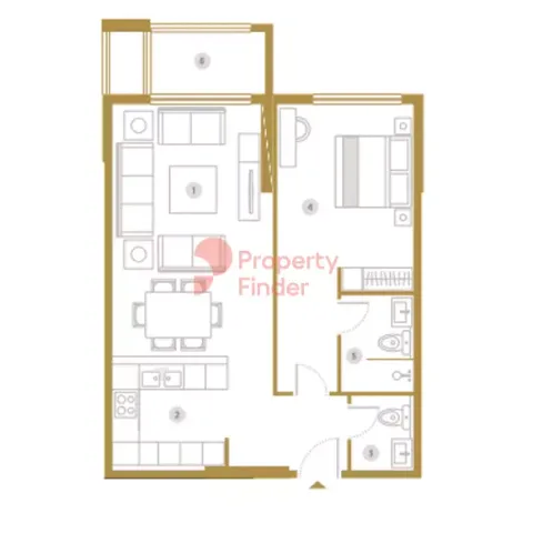 Floor plan, 1 Bed, 849 sq ft