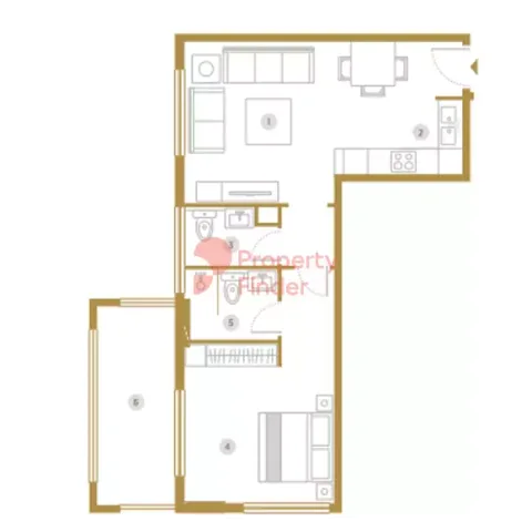 Floor plan, 1 Bed, 810 sq ft