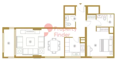 Floor plan, 1 Bed, 932 sq ft