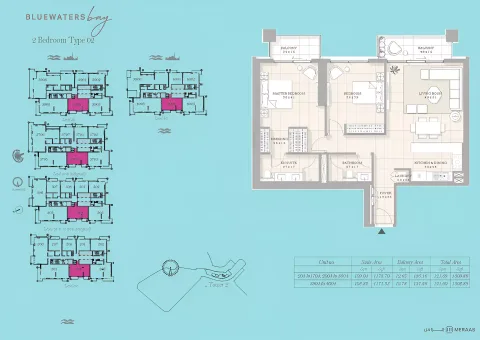 Floor plan, 2 Beds, 1,308 sq ft