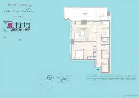 Floor plan, 1 Bed, 1,257 sq ft