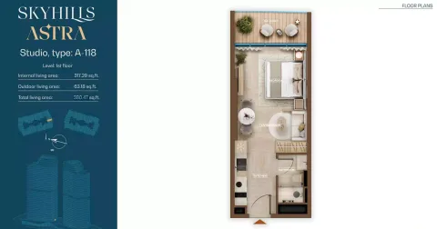 Floor plan, Studio, 380 sq ft