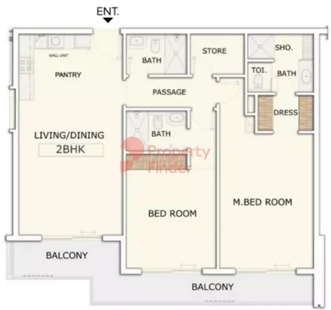 Floor plan, 2 Beds, 1,363 sq ft