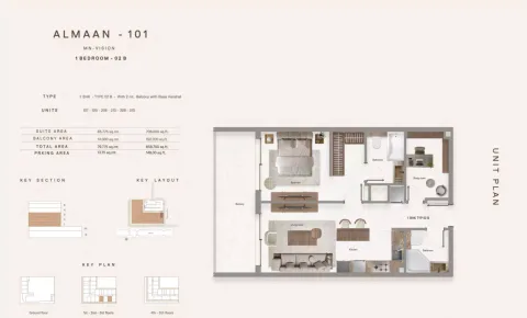 Floor plan, 1 Bed, 858 sq ft