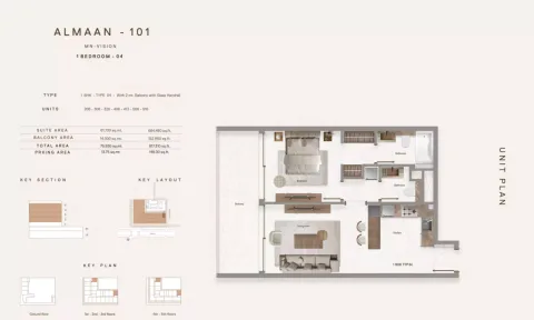 Floor plan, 1 Bed, 817 sq ft