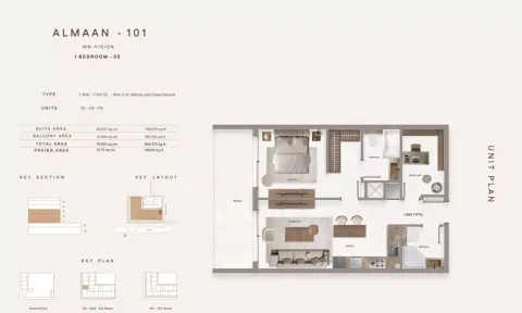 Floor plan, 1 Bed, 859 sq ft