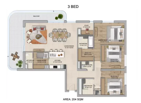 Floor plan, 3 Beds, 2,195 sq ft