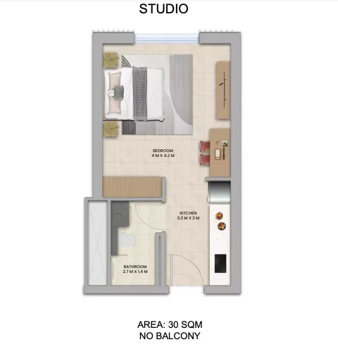 Floor plan, Studio, 344 sq ft
