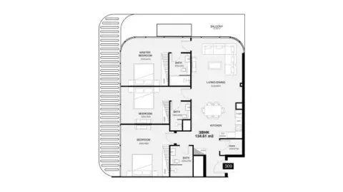 Floor plan, 3 Beds, 1,689 sq ft