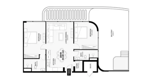 Floor plan, 2 Beds, 1,517 sq ft