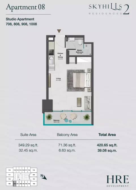 Floor plan, Studio, 420 sq ft