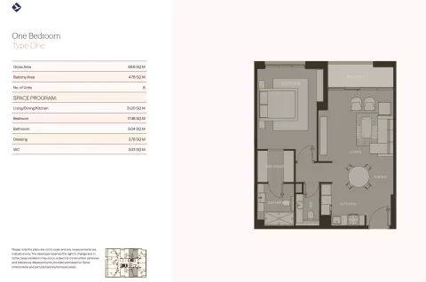 Floor plan, 1 Bed, 742 sq ft