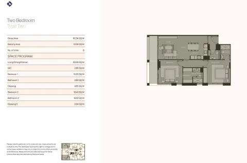 Floor plan, 2 Beds, 990 sq ft
