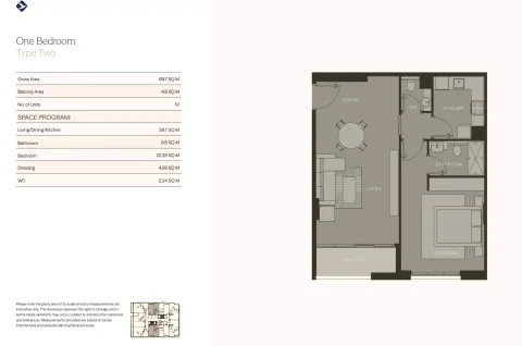 Floor plan, 1 Bed, 742 sq ft