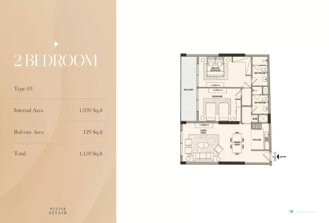 Floor plan, 2 Beds, 1,159 sq ft