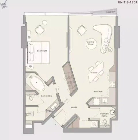 Floor plan, 1 Bed, 870 sq ft