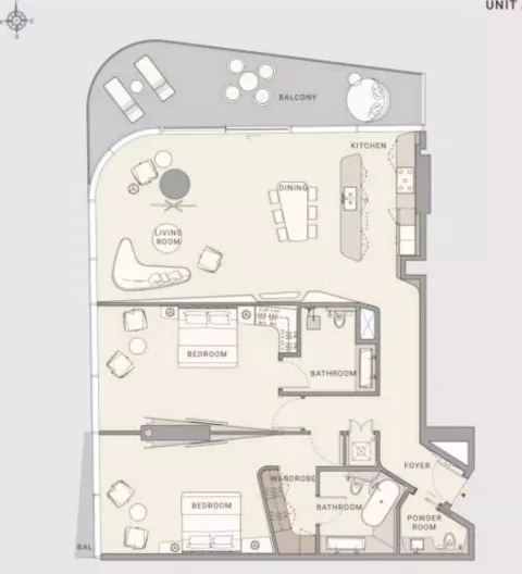 Floor plan, 2 Beds, 200 sq ft