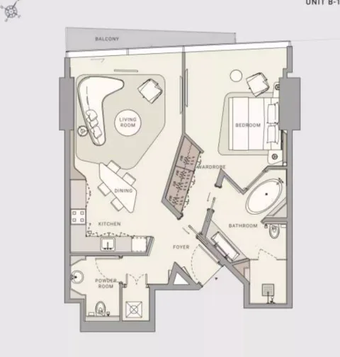 Floor plan, 1 Bed, 850 sq ft