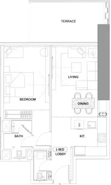 Floor plan, 1 Bed, 766 sq ft
