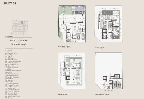 Floor plan, 5 Beds, 7,500 sq ft