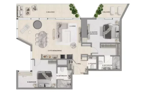 Floor plan, 2 Beds, 1,152 sq ft