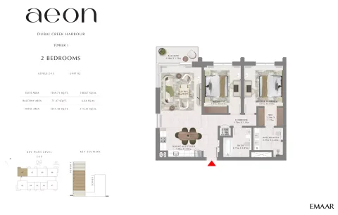Floor plan, 2 Beds, 1,241 sq ft