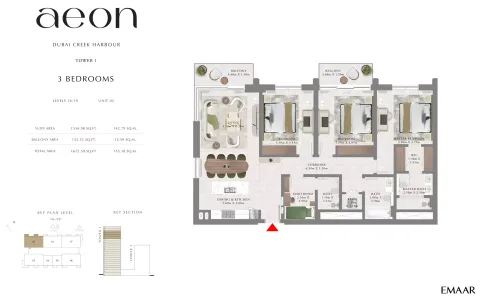 Floor plan, 3 Beds, 1,672 sq ft