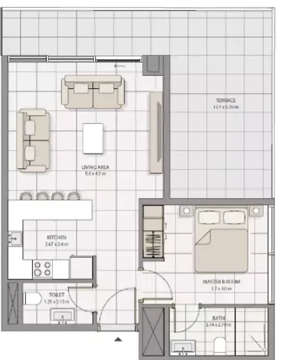 Floor plan, 1 Bed, 0 sq ft