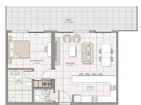 Floor plan, 1 Bed, 0 sq ft