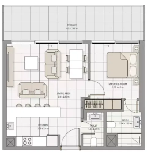 Floor plan, 1 Bed, 0 sq ft