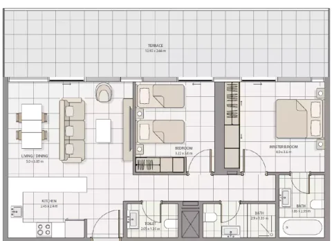 Floor plan, 2 Beds, 0 sq ft