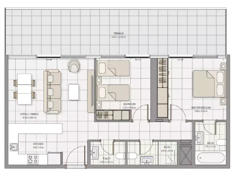 Floor plan, 2 Beds, 0 sq ft