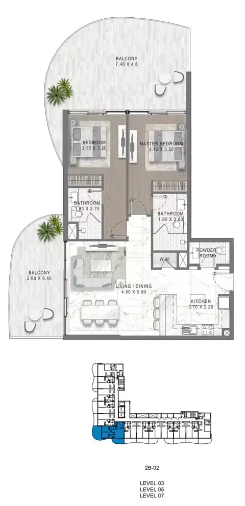 Floor plan, 2 Beds, 0 sq ft