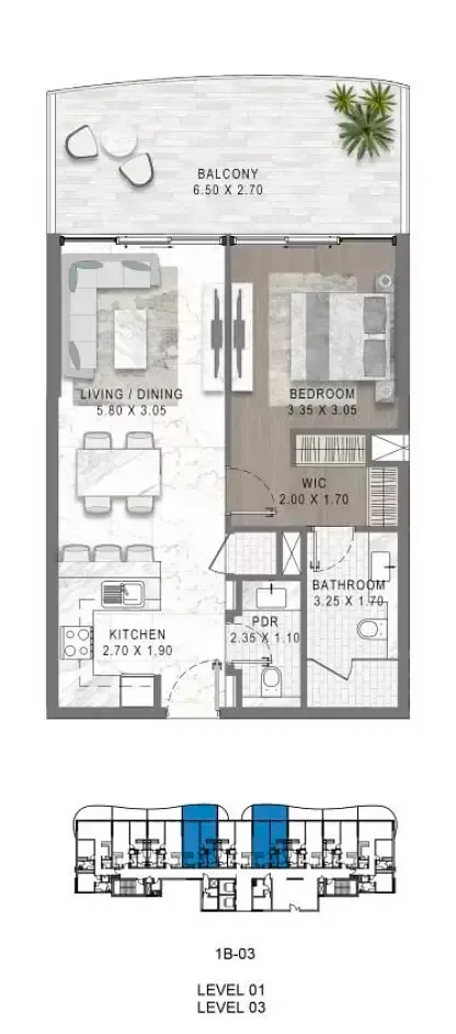 Floor plan, 1 Bed, 0 sq ft