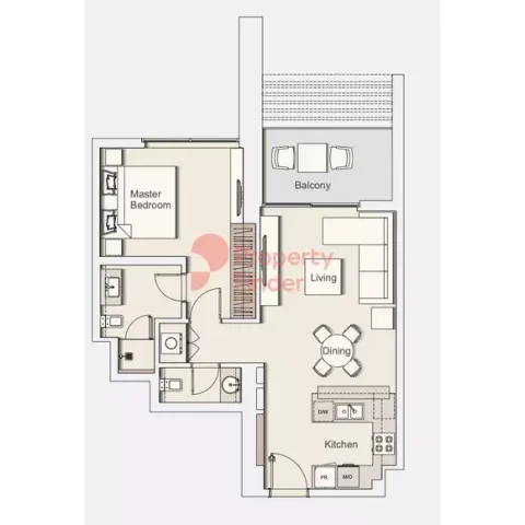 Floor plan, 1 Bed, 764 sq ft
