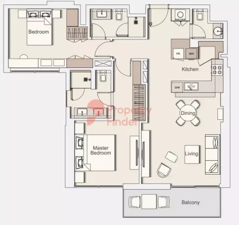Floor plan, 2 Beds, 1,142 sq ft