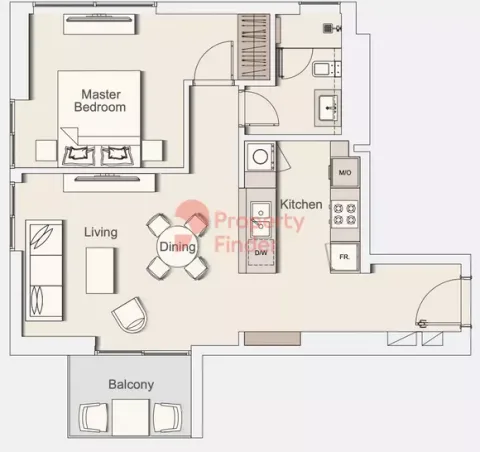 Floor plan, 1 Bed, 706 sq ft