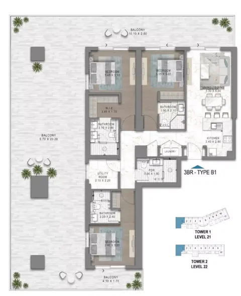 Floor plan, 3 Beds, 2,040 sq ft