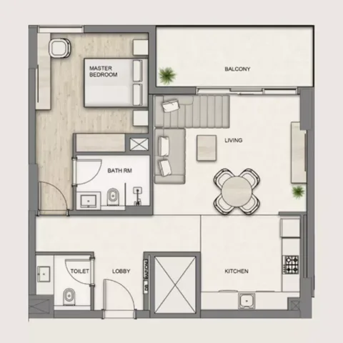 Floor plan, 1 Bed, 703 sq ft