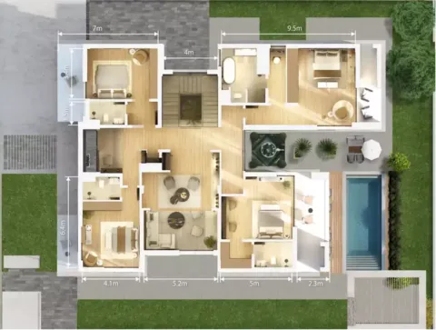 Floor plan, 5 Beds, 6,087 sq ft